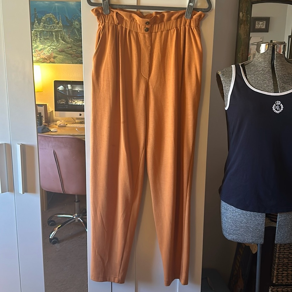 Vintage 80’s Orange Together Brand Paperbag Waist Pants M